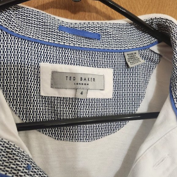 Ted Baker London Short Sleeve Polo in White, Size 4 - Picture 6 of 8